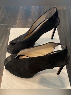 Jimmy Choo Black Peep-Toe Suede High Heels - Women - Size 37.5